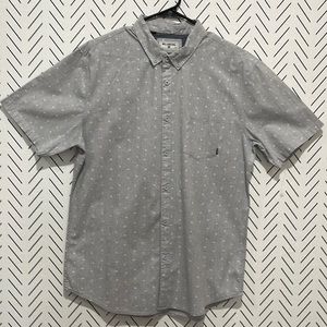 Men's Billabong Tailored Fit Shirt, Palms Novelty Print,  XL, Gray, Stretchy.